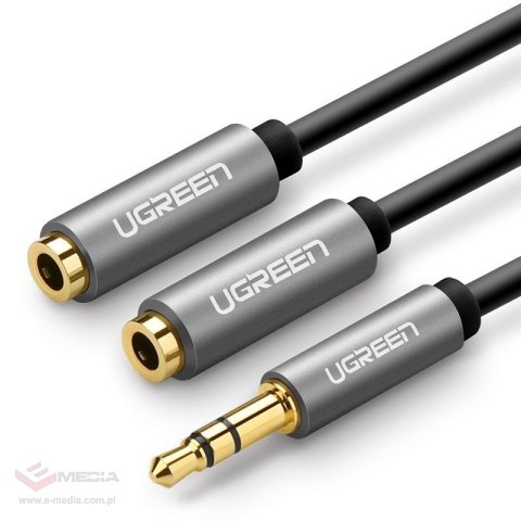 Rozdzielacz audio AUX UGREEN 	AV123 kabel jack 3,5 mm, 20cm (szary)