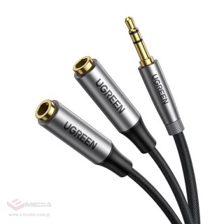 Rozdzielacz audio AUX UGREEN AV191, kabel jack 3.5mm, 20cm (czarny)