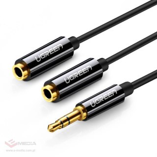 Rozdzielacz audio AUX kabel jack 3,5 mm UGREEN AV123, 25cm (czarny)