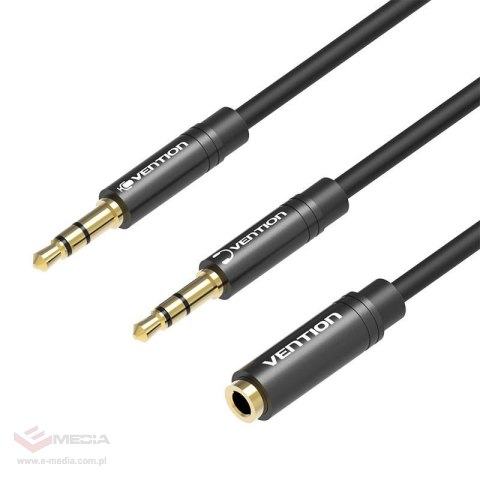 Kabel Audio 2x 3,5mm męski do 3,5mm żeński Vention BBOBY 0.3m (czarny)