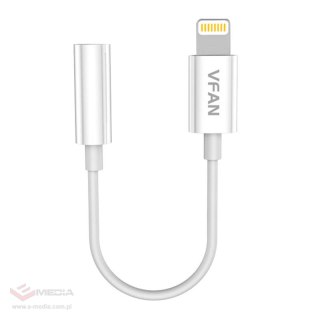 Kabel VFAN L07 Lightning do mini jack 3.5mm AUX, 10cm (biały)