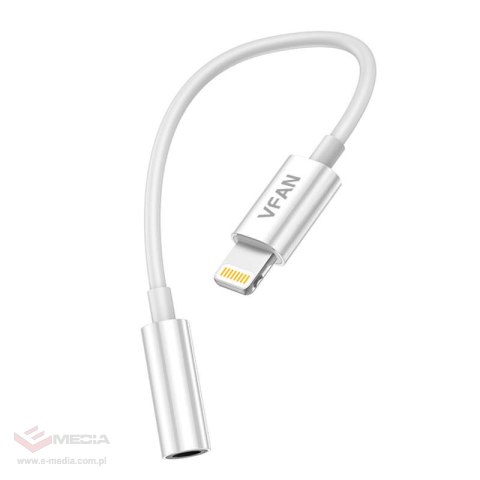 Kabel VFAN L07 Lightning do mini jack 3.5mm AUX, 10cm (biały)