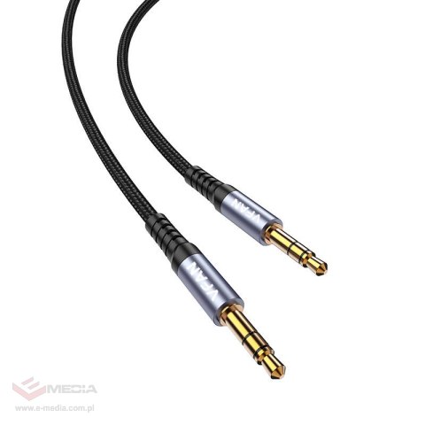 Kabel VFAN L11 mini jack 3.5mm AUX, 1m, pozłacany (szary)