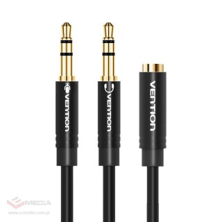 Kabel audio 2x 3,5mm męski do 3,5mm żeński Vention BBUBY 0,3m czarny