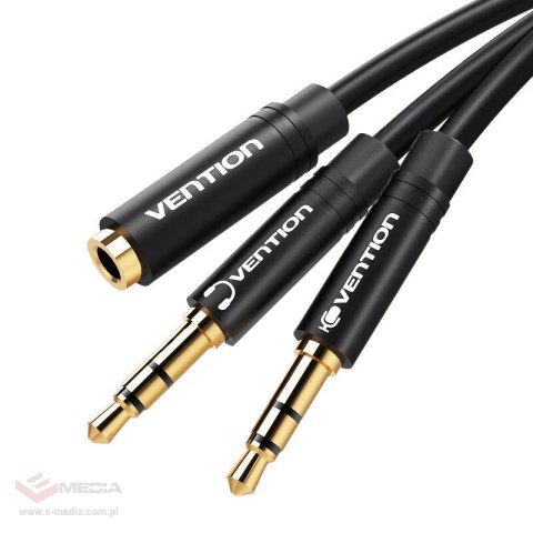 Kabel audio 2x 3,5mm męski do 3,5mm żeński Vention BBUBY 0,3m czarny