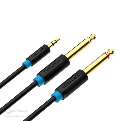 Kabel audio 3,5mm TRS do 2x 6,35mm Vention BACBF 1m czarny