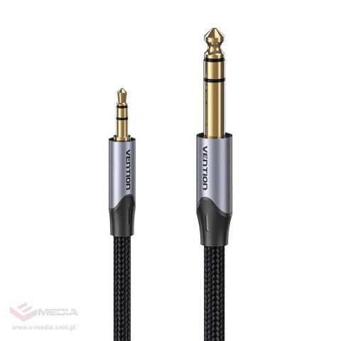 Kabel audio 3,5mm TRS do 6,35mm Vention BAUHF 1m Szary