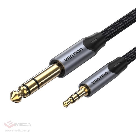 Kabel audio 3,5mm TRS do 6,35mm Vention BAUHF 1m Szary