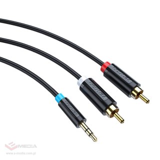 Kabel audio 3,5mm do 2x RCA Vention BCLBI 3m czarny