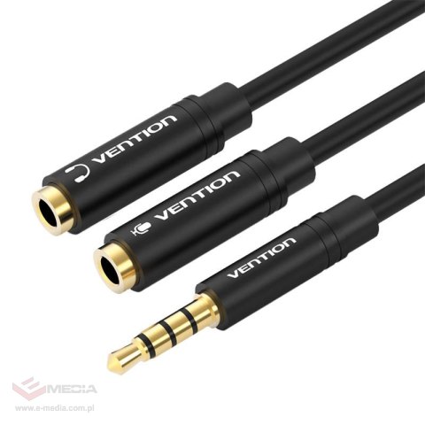 Kabel audio 3,5mm męski do 2x3,5 mm żeński Vention BBVBY 0,3m (czarny)