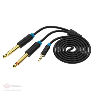 Kabel audio TRS 3,5mm na 2x 6,35mm męski Vention BACBD 0,5m czarny