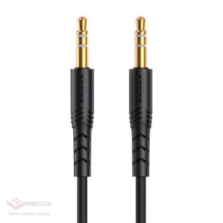 Kabel mini jack 3,5mm AUX VFAN L04 1m, pozłacany (czarny)