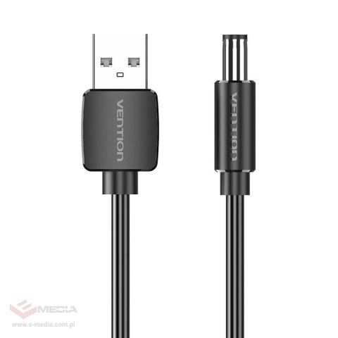 Kabel zasilający USB 2.0 do DC 5.5mm Barrel Jack 5V Vention CEYBD 0,5m (czarny)