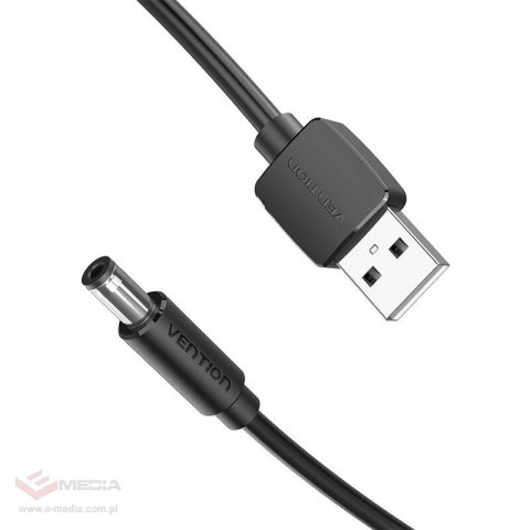 Kabel zasilający USB 2.0 do DC 5.5mm Barrel Jack 5V Vention CEYBF 1m (czarny)