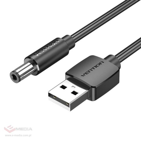 Kabel zasilający USB 2.0 do DC 5.5mm Barrel Jack 5V Vention CEYBG 1,5m (czarny)