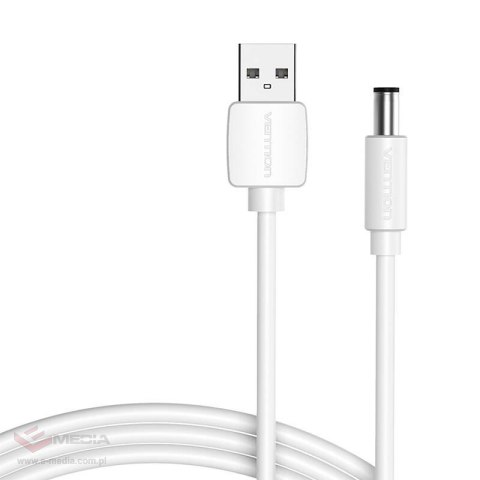 Kabel zasilający USB 2.0 do DC 5.5mm Barrel Jack 5V Vention CEYWD 0,5m (biały)