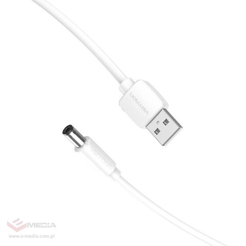 Kabel zasilający USB 2.0 do DC 5.5mm Barrel Jack 5V Vention CEYWD 0,5m (biały)