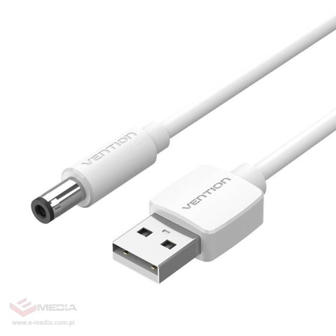 Kabel zasilający USB 2.0 do DC 5.5mm Barrel Jack 5V Vention CEYWD 0,5m (biały)