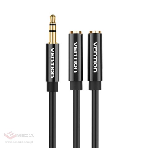 Rozdzielacz audio 3,5mm męski do 2x 3,5mm żeński Vention BBSBY 0,3m czarny