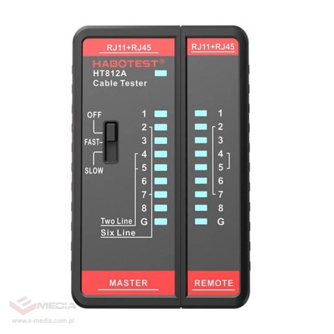 Tester przewodów sieciowych RJ11 / RJ45 Habotest HT812A