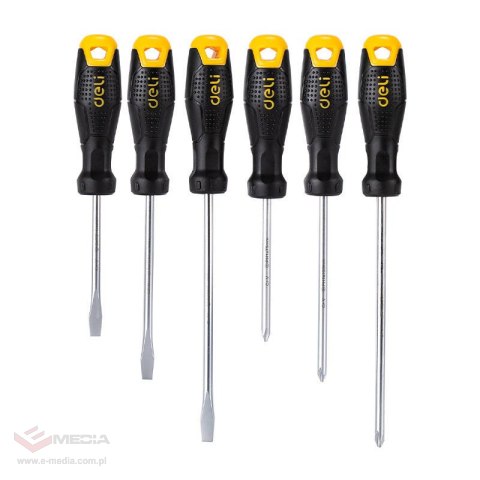 Zestaw wkrętaków Deli Tools EDL620006, z magnesem, 6 sztuk