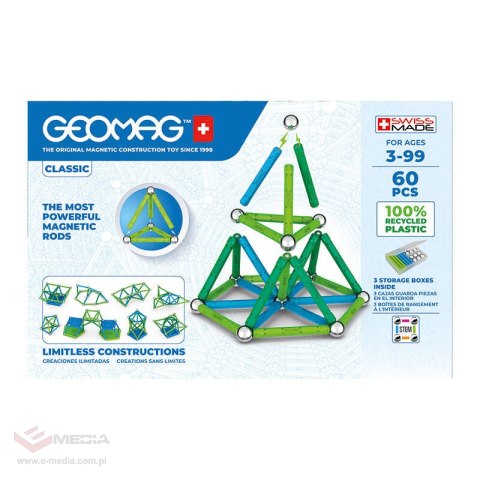 Klocki magnetyczne Classic Recycled 60 elementów GEOMAG GEO-272