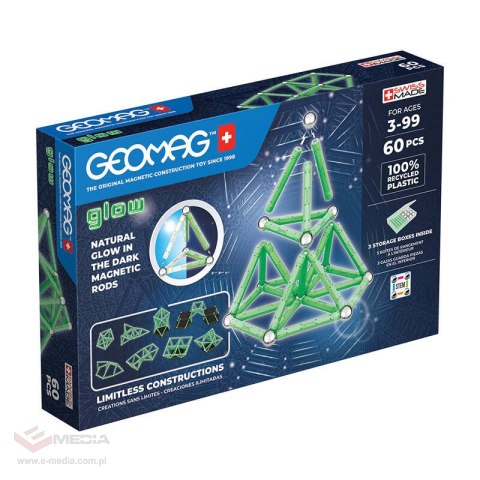 Klocki magnetyczne Glow Recycled 60 elementów GEOMAG GEO-338