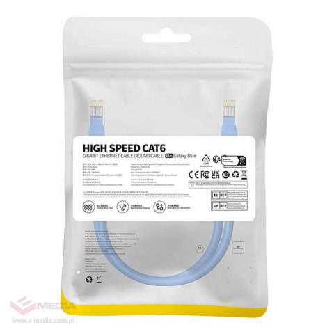 Kabel sieciowy Baseus Ethernet RJ45, Cat.6, 0,5m (niebieski)