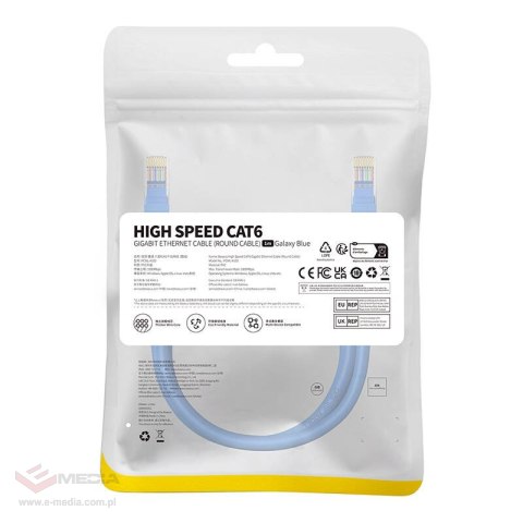 Kabel sieciowy Baseus Ethernet RJ45, Cat.6, 1m (niebieski)