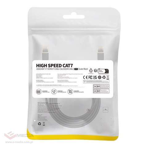 Kabel sieciowy Baseus High Speed, Ethernet RJ45, 10 Gb, Cat.7, 2m (czarny)