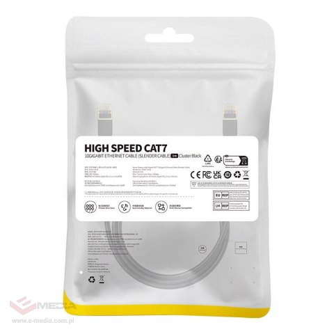 Kabel sieciowy Baseus High Speed, Ethernet RJ45, Gigabit, Cat.7, 1m (czarny)