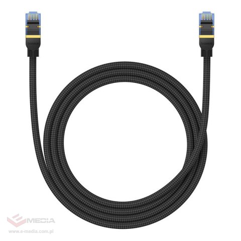 Kabel sieciowy w oplocie kat. 7 Baseus Ethernet RJ45, 10Gbps, 1,5m (czarny)