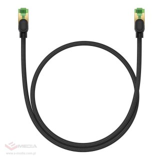 Kabel sieciowy w oplocie kat. 8 Baseus Ethernet RJ45, 40Gbps, 0,5m (czarny)