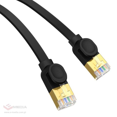 Płaski kabel sieciowy Baseus Ethernet RJ45, Gigabit, Cat.7, 0,5m (czarny)