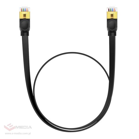 Płaski kabel sieciowy Baseus Ethernet RJ45, Gigabit, Cat.7, 0,5m (czarny)