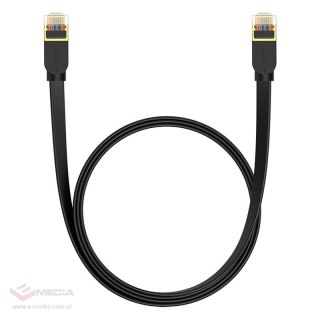 Płaski kabel sieciowy Baseus Ethernet RJ45, Gigabit, Cat.7, 1,5m (czarny)