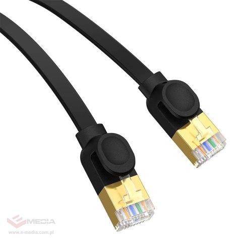 Płaski kabel sieciowy Baseus Ethernet RJ45, Gigabit, Cat.7, 1,5m (czarny)