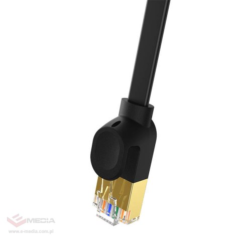 Płaski kabel sieciowy Baseus Ethernet RJ45, Gigabit, Cat.7, 1,5m (czarny)