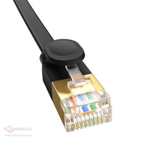 Płaski kabel sieciowy Baseus Ethernet RJ45, Gigabit, Cat.7, 1,5m (czarny)