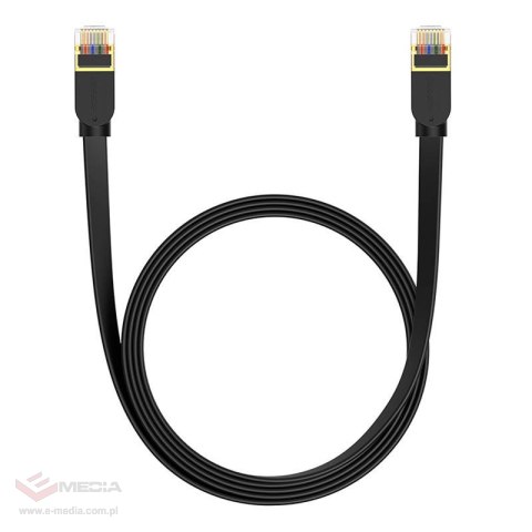 Płaski kabel sieciowy Baseus Ethernet RJ45, Gigabit, Cat.7, 2 m (czarny)