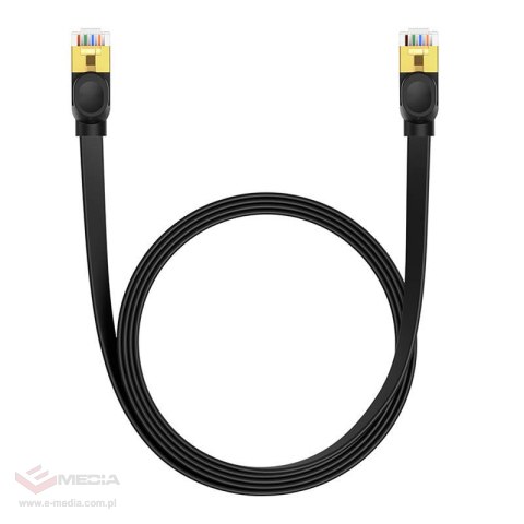 Płaski kabel sieciowy Baseus Ethernet RJ45, Gigabit, Cat.7, 2 m (czarny)