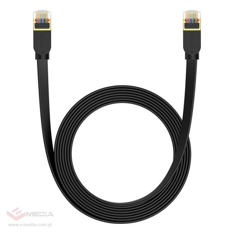 Płaski kabel sieciowy Baseus Ethernet RJ45, Gigabit, Cat.7, 5 m (czarny)