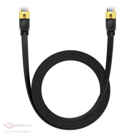 Płaski kabel sieciowy Baseus Ethernet RJ45, Gigabit, Cat.7, 5 m (czarny)