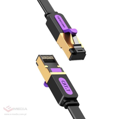 Płaski kabel sieciowy CAT7 Vention ICABG RJ45 Ethernet 10Gbps 1,5m czarny