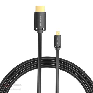 Kabel HDMI-D męski do HDMI-A męski Vention AGIBF 1m, 4K 60Hz (czarny)