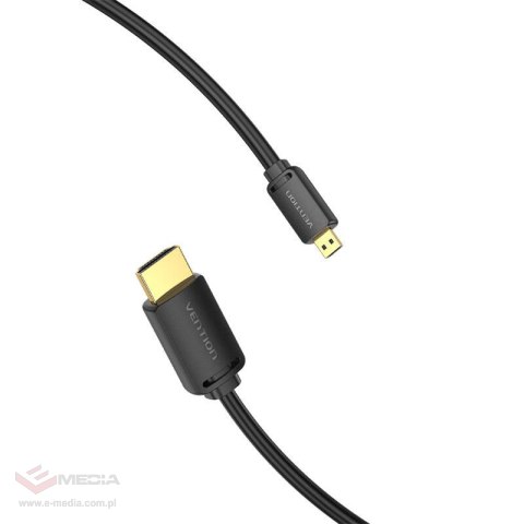 Kabel HDMI-D męski do HDMI-A męski Vention AGIBF 1m, 4K 60Hz (czarny)