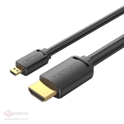 Kabel HDMI-D męski do HDMI-A męski Vention AGIBF 1m, 4K 60Hz (czarny)