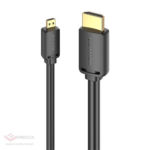 Kabel HDMI-D męski do HDMI-A męski Vention AGIBH 2m, 4K 60Hz (czarny)