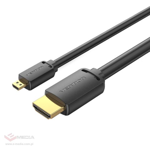 Kabel HDMI-D męski do HDMI-A męski Vention AGIBH 2m, 4K 60Hz (czarny)