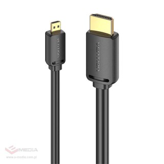 Kabel HDMI-D męski do HDMI-A męski Vention AGIBI 3m, 4K 60Hz (czarny)